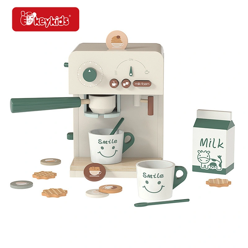 Simulation play appliance wooden coffee maker toy for kids W10D643